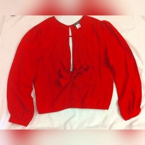 Venus red open front and back blouse